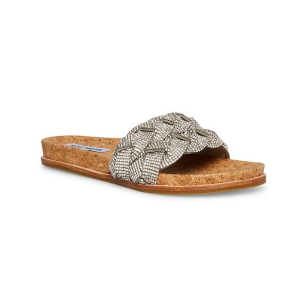 Steve Madden Derya Braided Rhinestone Slip On Sandals 7.5